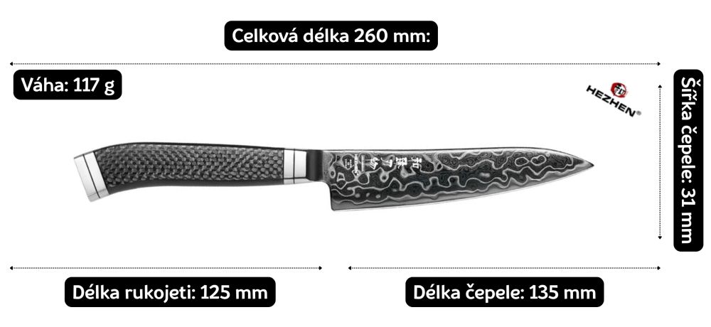 rozměry nože
